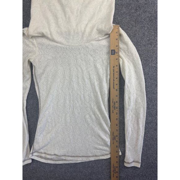 Prana Cowl Neck Sweater Women's Small Ivory Geometric Long Sleeve Pullover - Picture 3 of 6